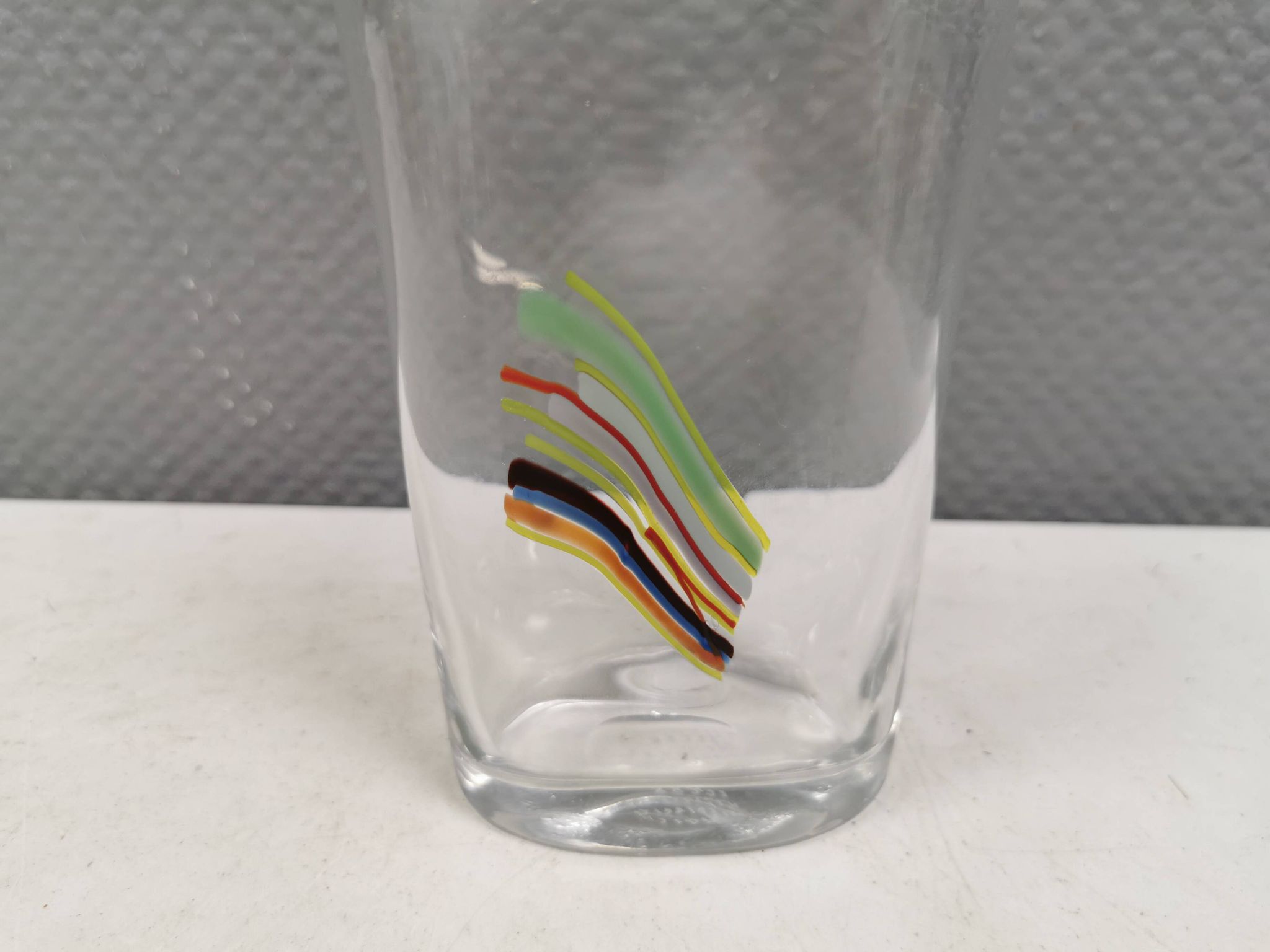 A  Bertil Vallien carafe with stopper for Kosta Boda, 1980s. Rainbow series