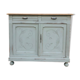 Carved buffet green-of-gray and raw wood