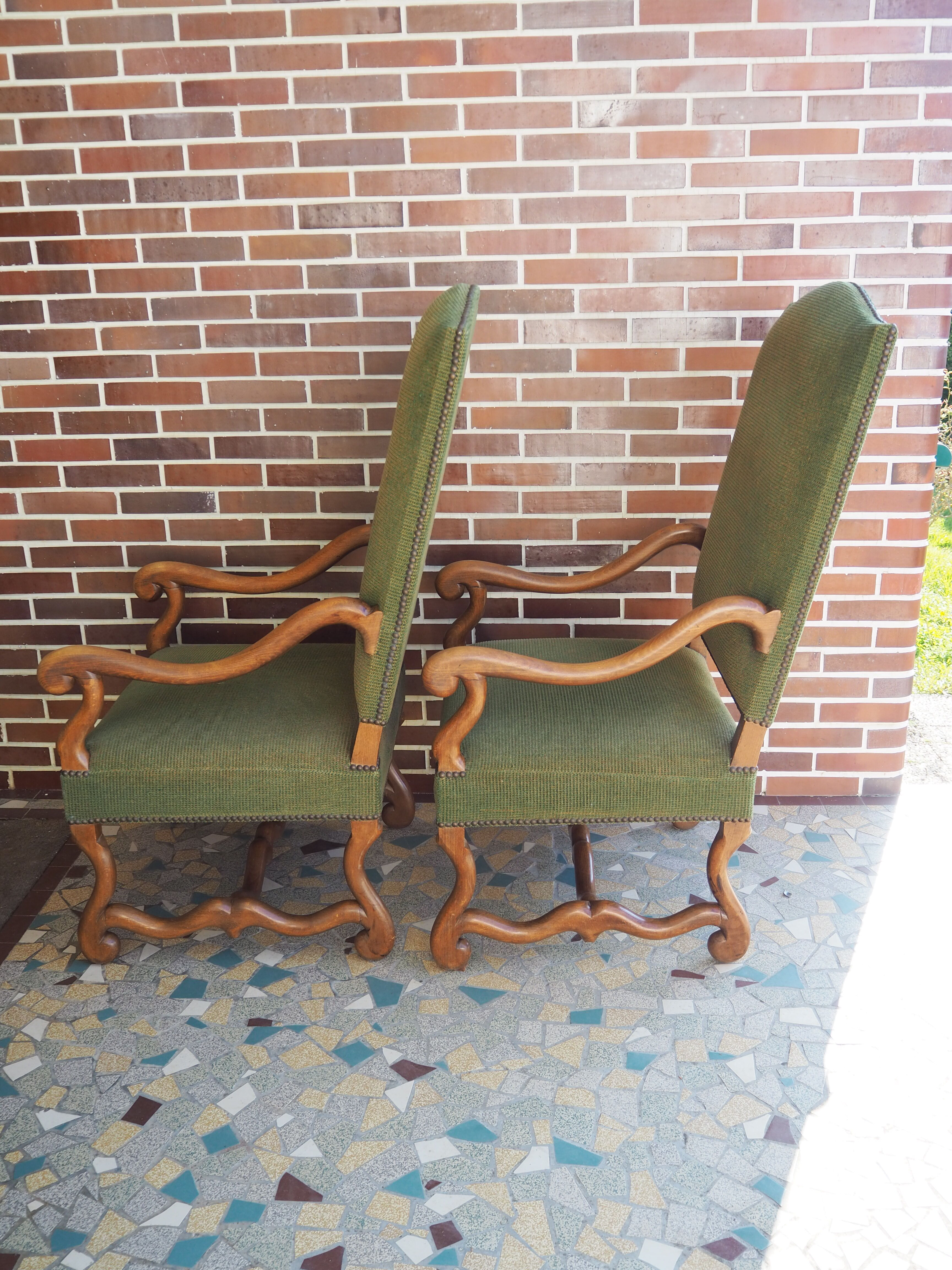 A pair of Louis XIII-style sheep bones armchairs
