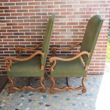 A pair of Louis XIII-style sheep bones armchairs