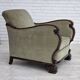 1950s, Danish relax armchair, furniture velour, carved oak wood.
