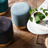 Stool velvet blue duck Red Edition