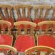 Set of 12 vintage 1960s red leatherette bistro chairs