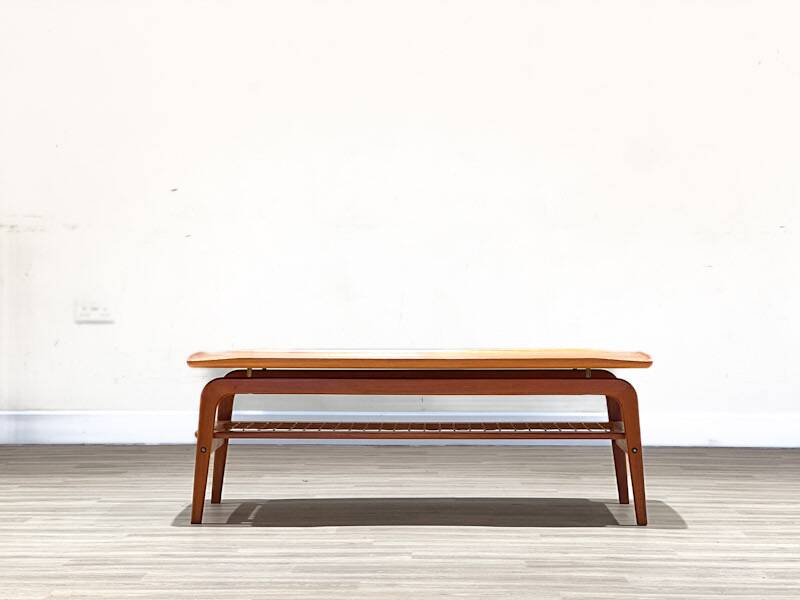 Arne Hovmand-Olsen coffee table with a rattan rack