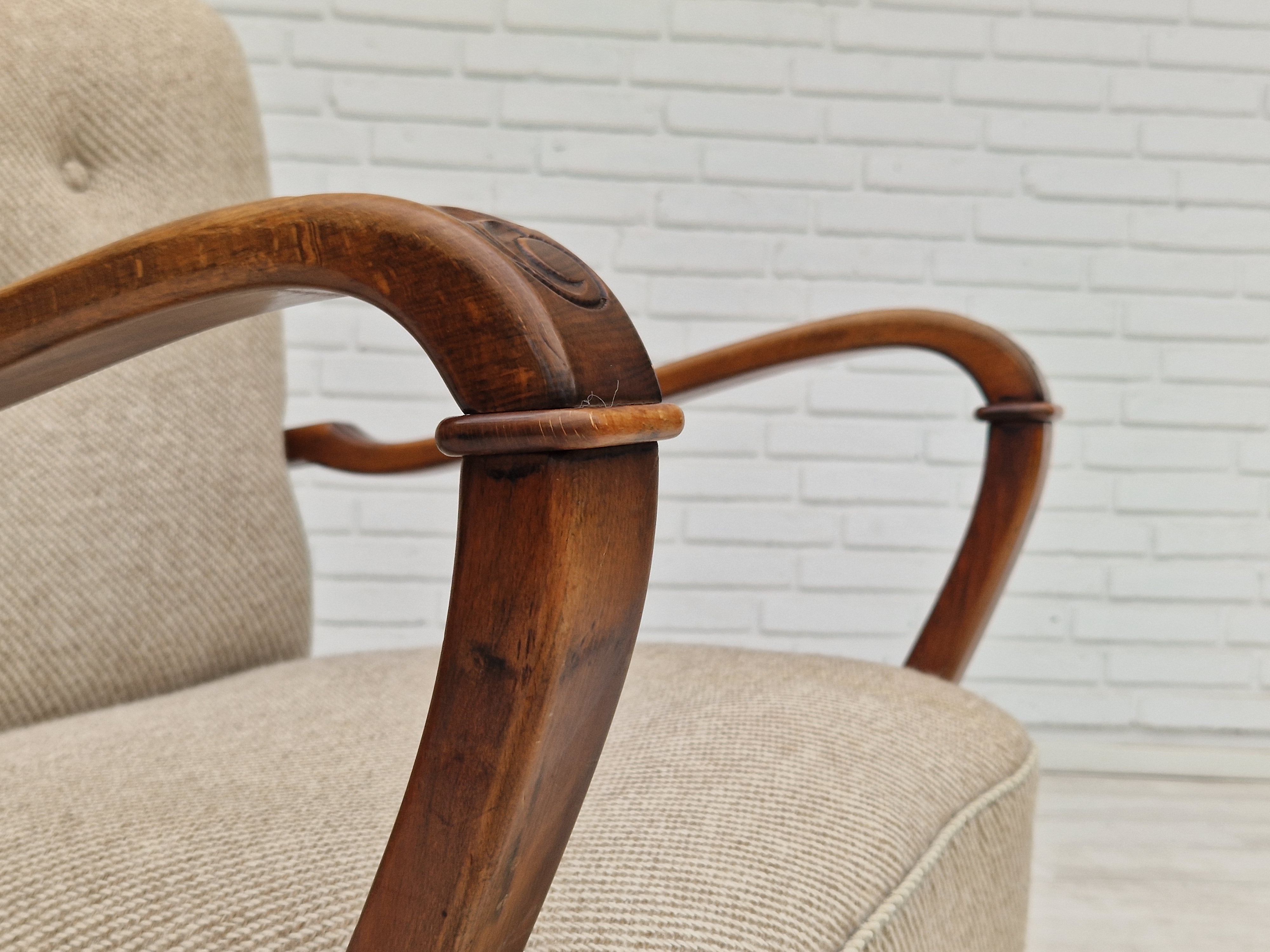 1960s, Danish design, armchair in quality furniture wool fabric.