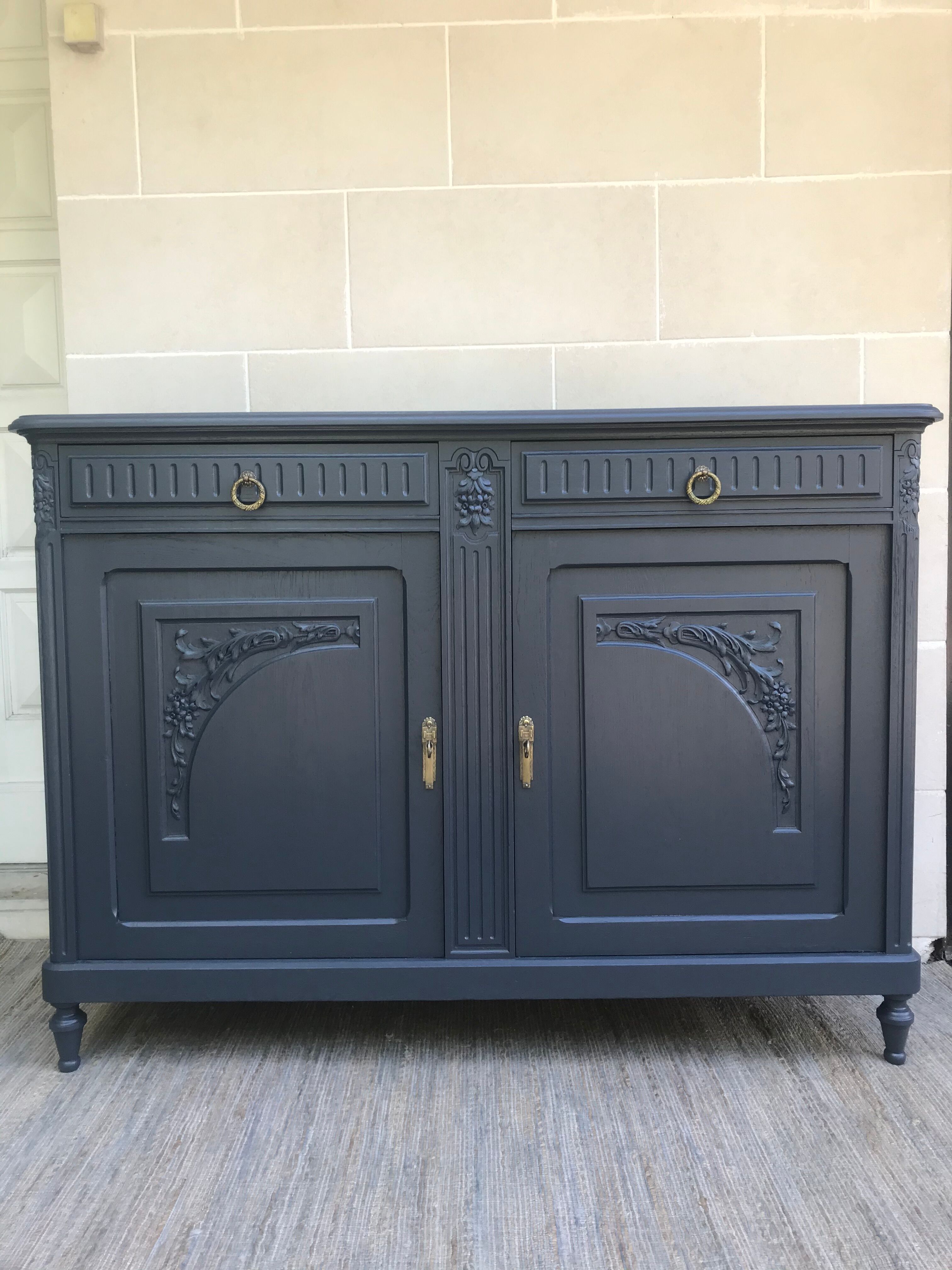 bahut buffet art deco chene solid gray vintage