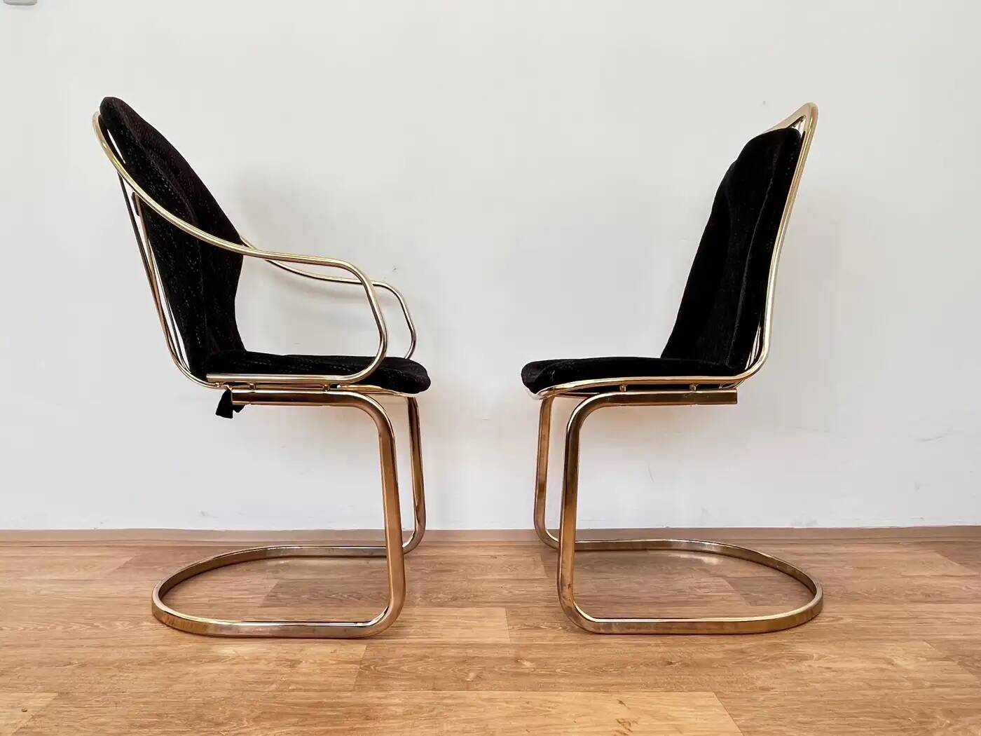 Paire de chaises en laiton de style mid-century, conçues par Gastone Rinaldi, Italie, années 1970