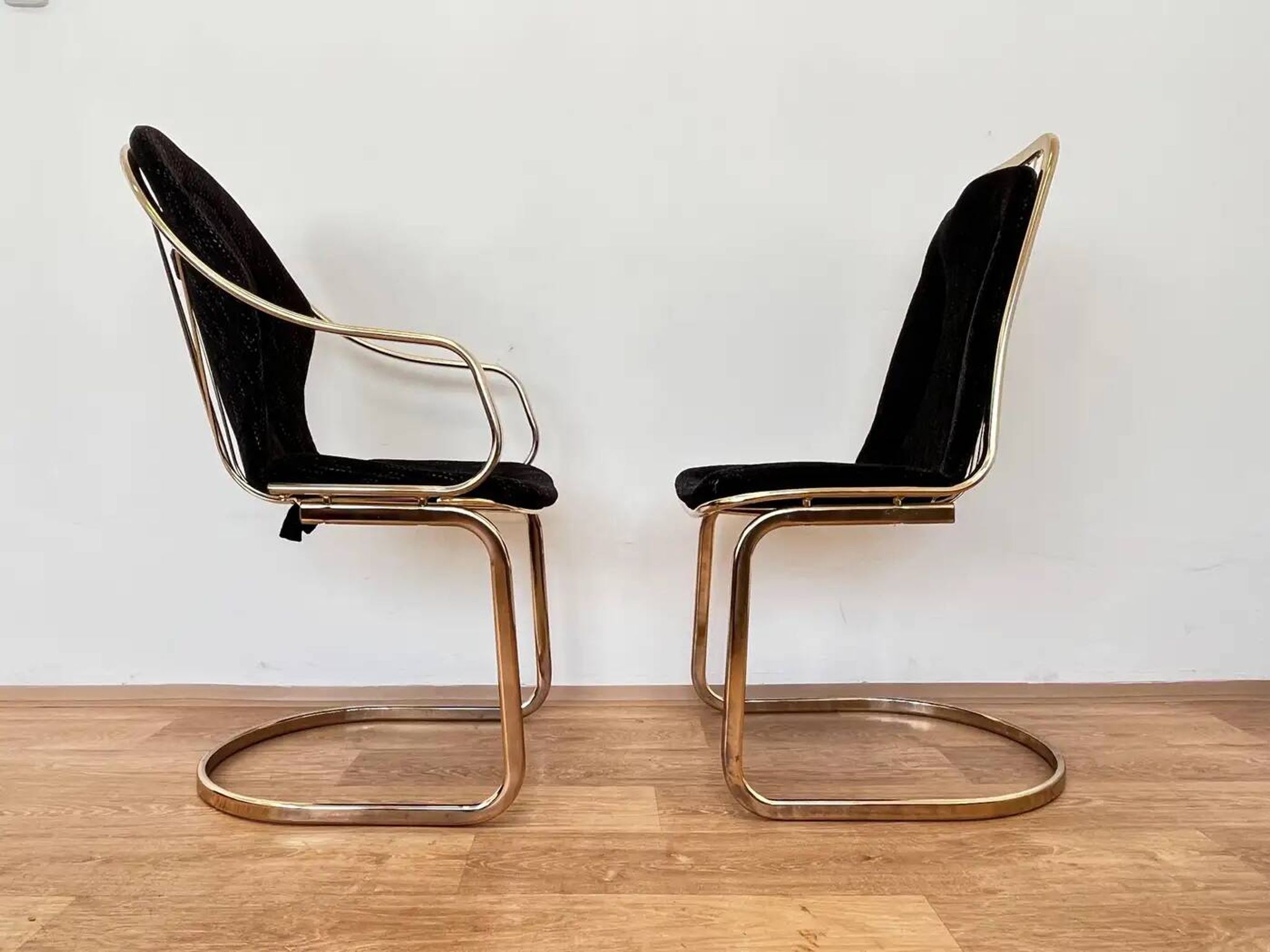 Pair of mid-century brass chairs designed by Gastone Rinaldi, Italy, 1970s