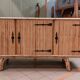 Vintage 3-door bamboo and rattan sideboard 50