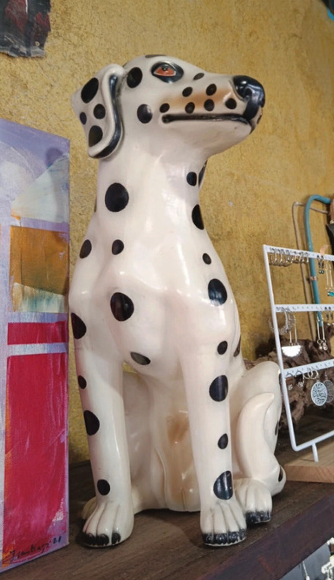 Glazed ceramic statue of a Dalmatian dog – Italy, circa 1970