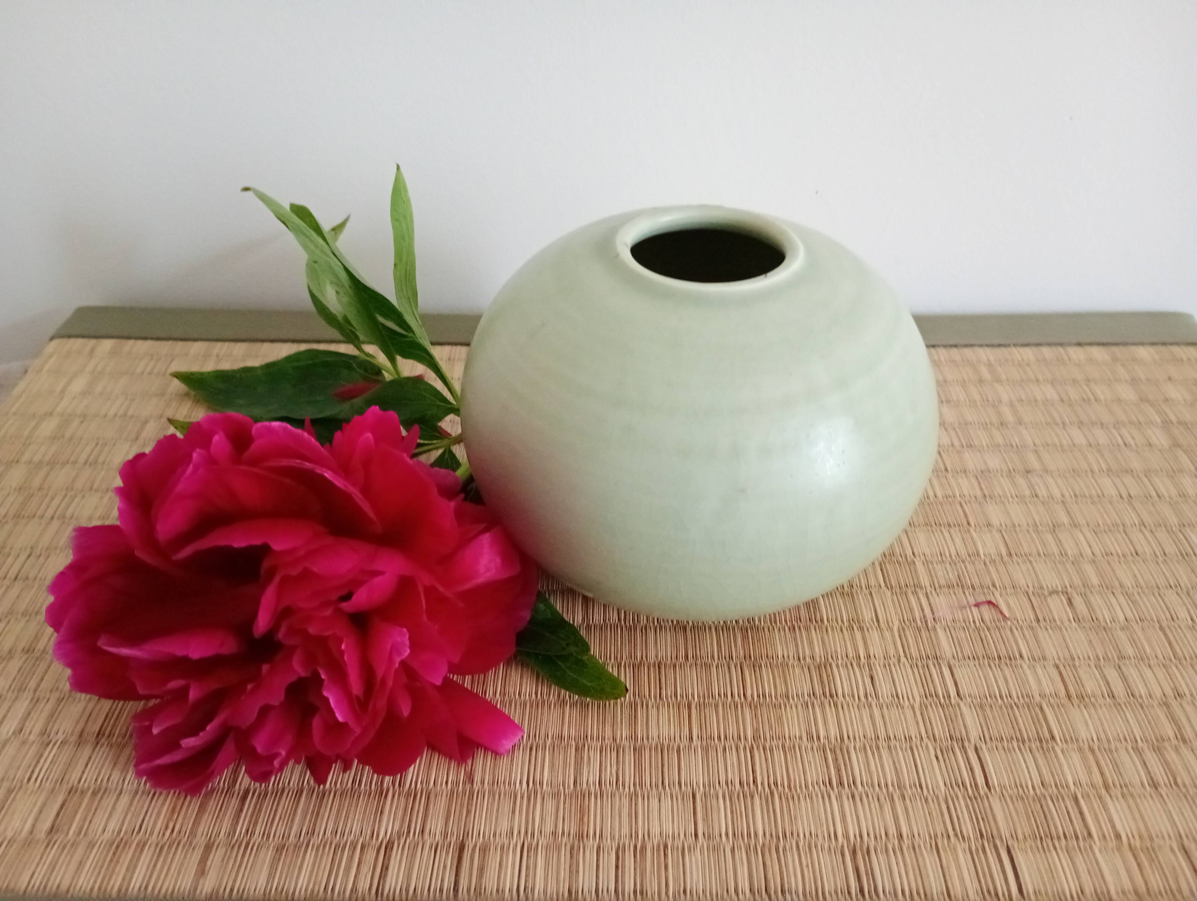 celadon ceramic round vase