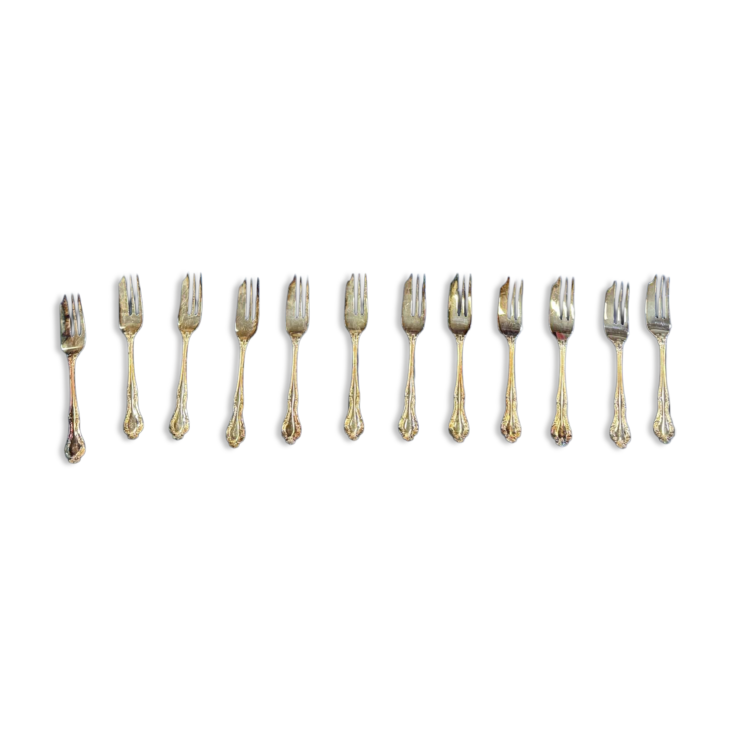 Mappin and Webb box of 12 silver-plated cake forks