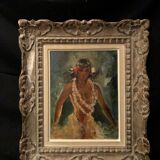 Peinture d'une tahitienne de vincente cristellys 1898-1970