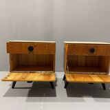 Tables de nuit entièrement restaurées par Jindřich Halabala pour ÚP Závody, années 1950, Tchécoslovaquie