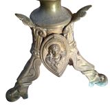 Coppia Candelabri d'Altare Antichi in BRONZO Stile Neogotico H 60 cm