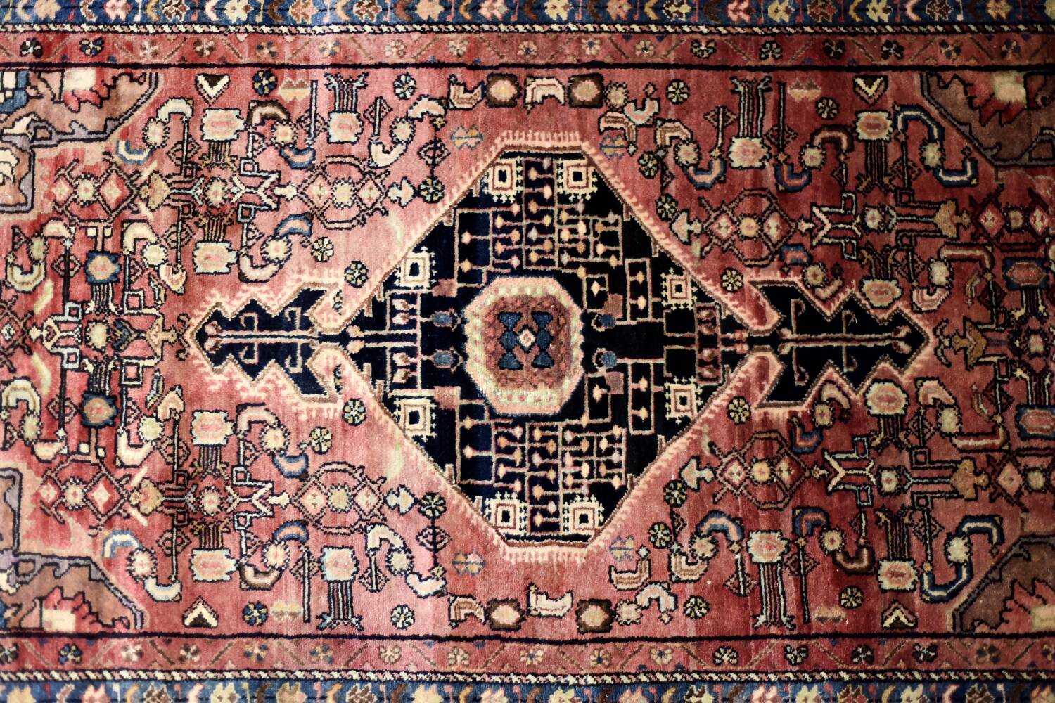 Vintage Hand-Woven Oriental Middle Eastern Zanjan Hamadan Rug, 1960s