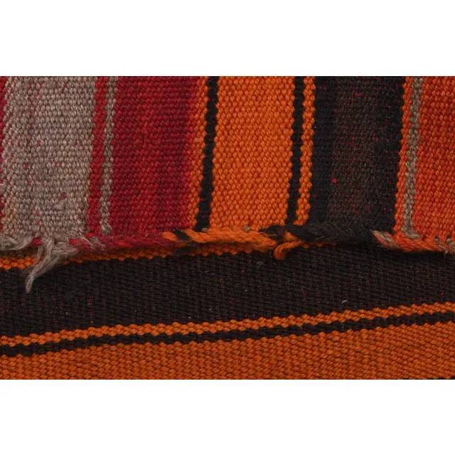 Orange Red Vintage Handmade Wool Cotton Kilim Runner Rug 172x372