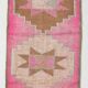 3x10 Fuchisa Pink & Caremel Brown Geometric Pattern Vintage Runner Rug