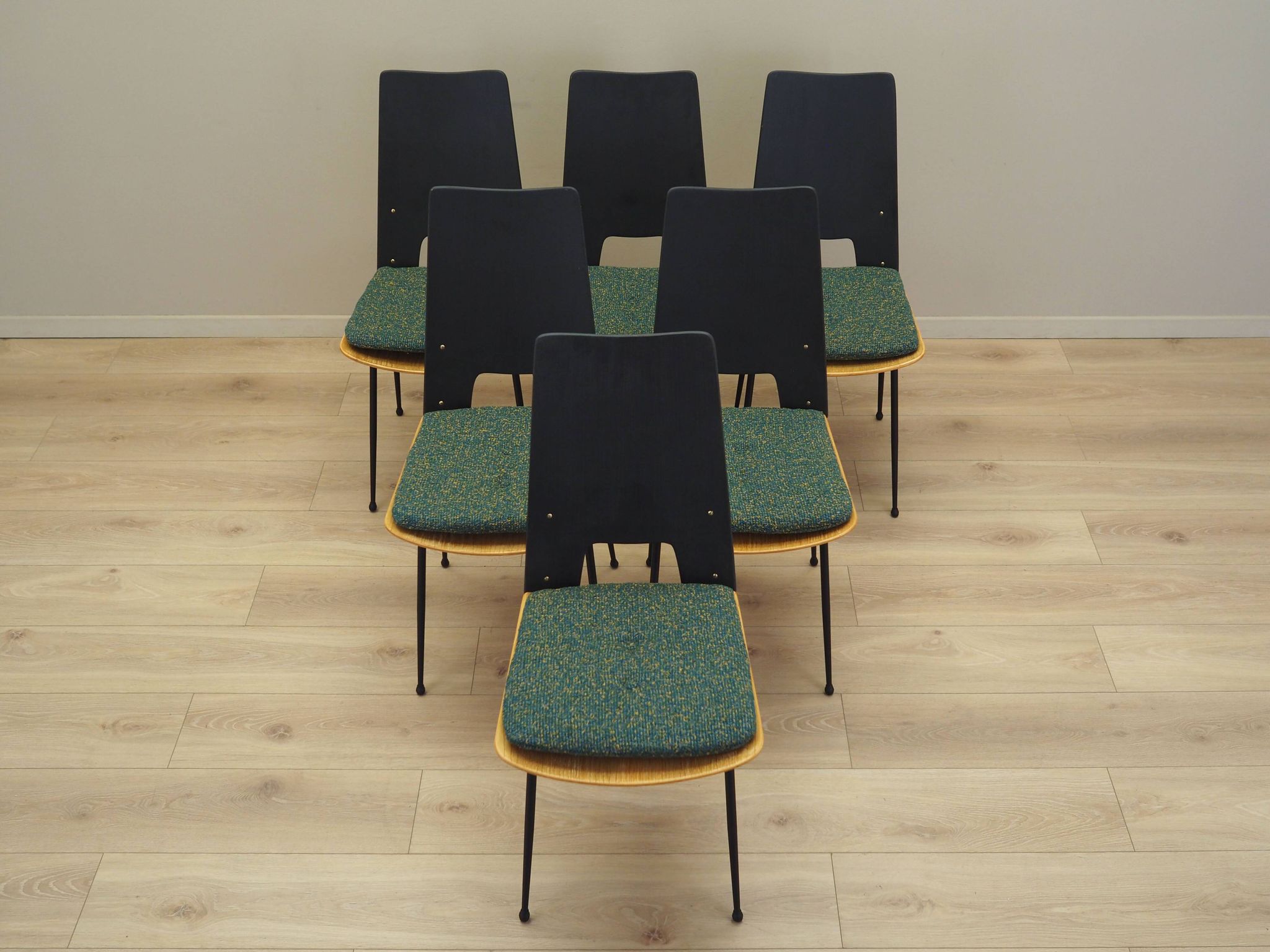 Set of six chairs, Italian design, 1950s, designer: Carlo Ratti, manufactur