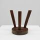 Brutalist French solid oak tripod stool with metal rim, 1850s