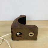 Temde Leucthen brutalist lamp from the 70s, pine and glass globe