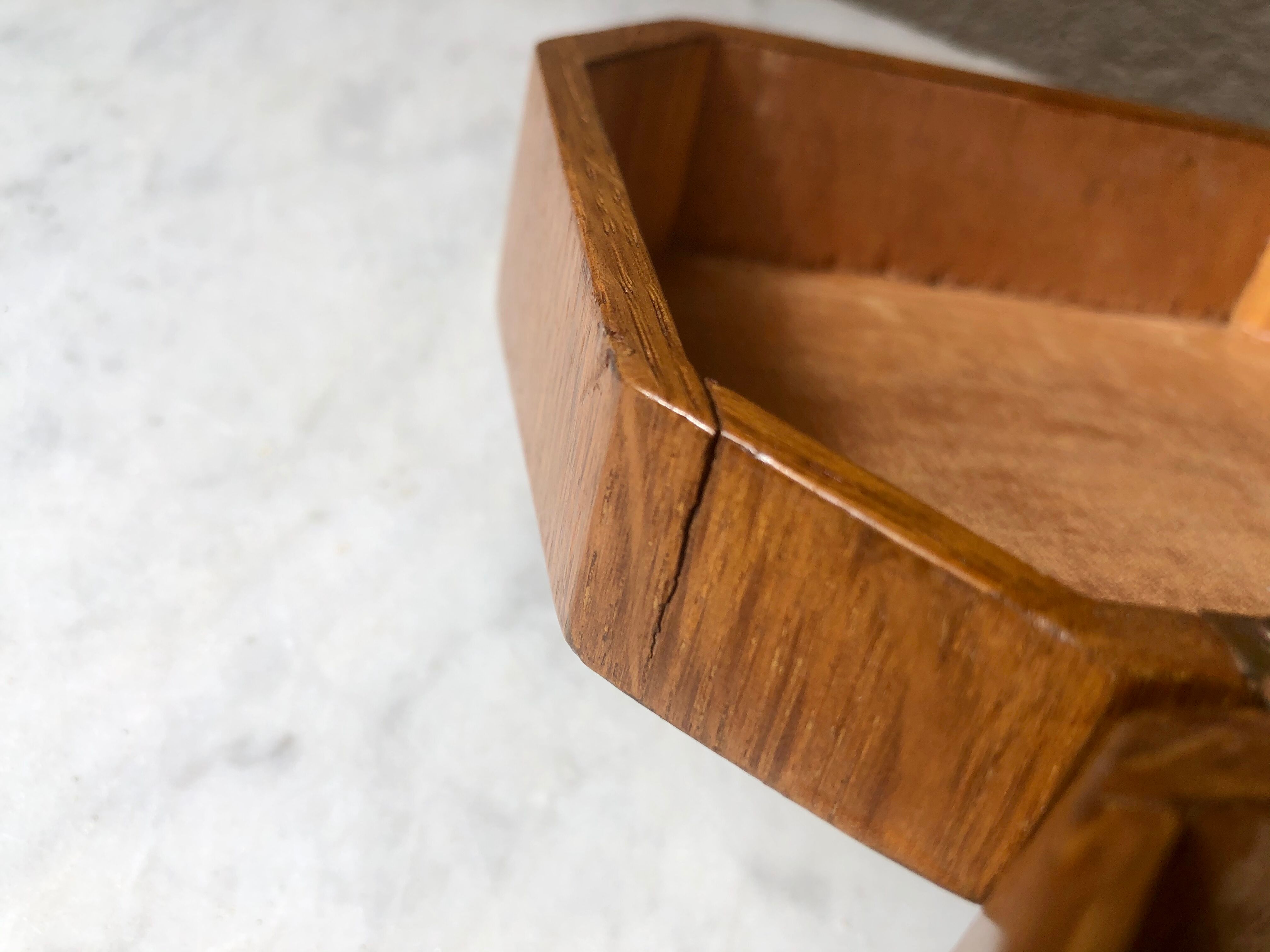 Jewelry box french craft work vintage 60 oak blond lily flower