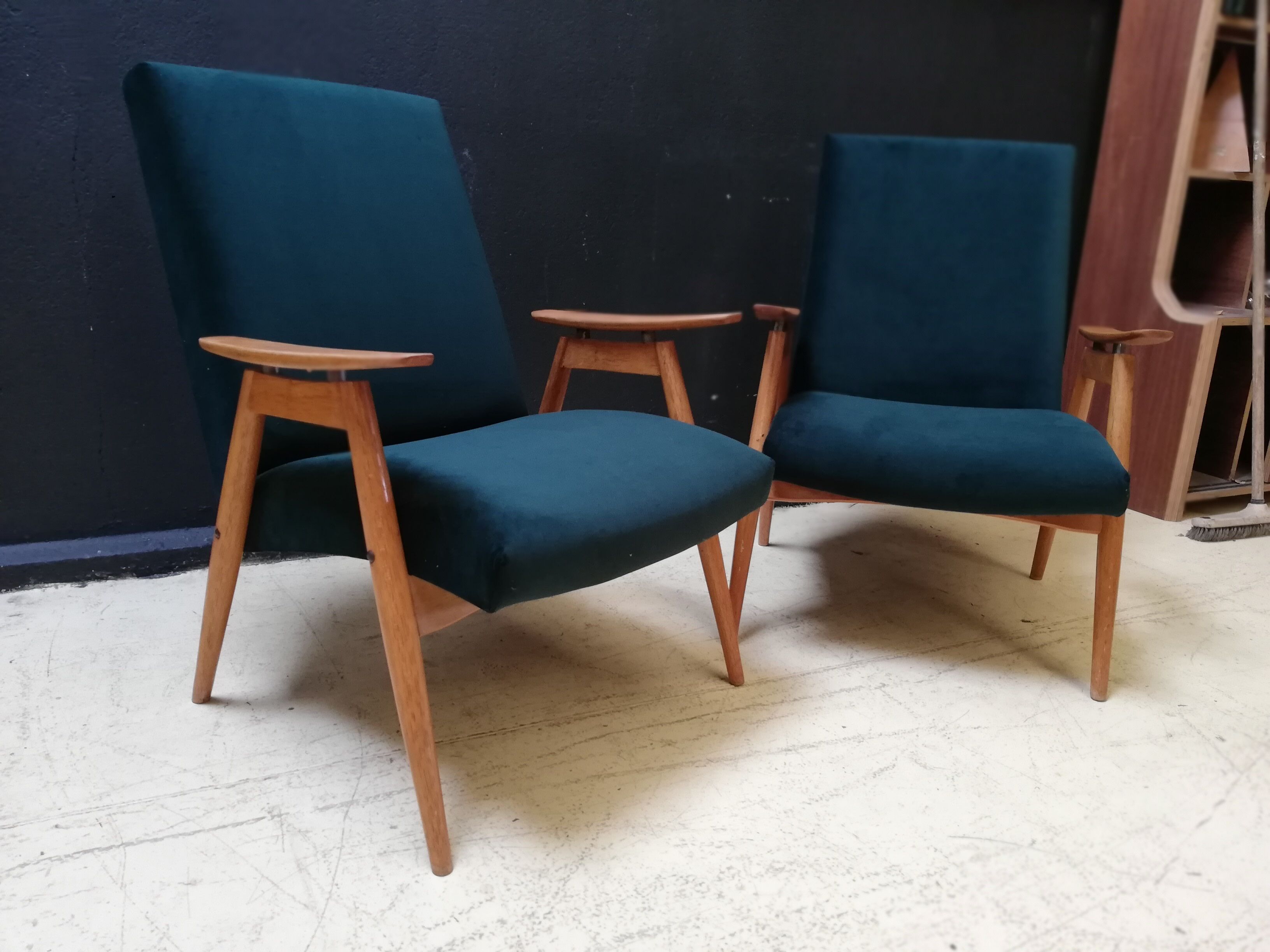 Pair of vintage Czech armchairs (Jiroutek), art deco style, 1960