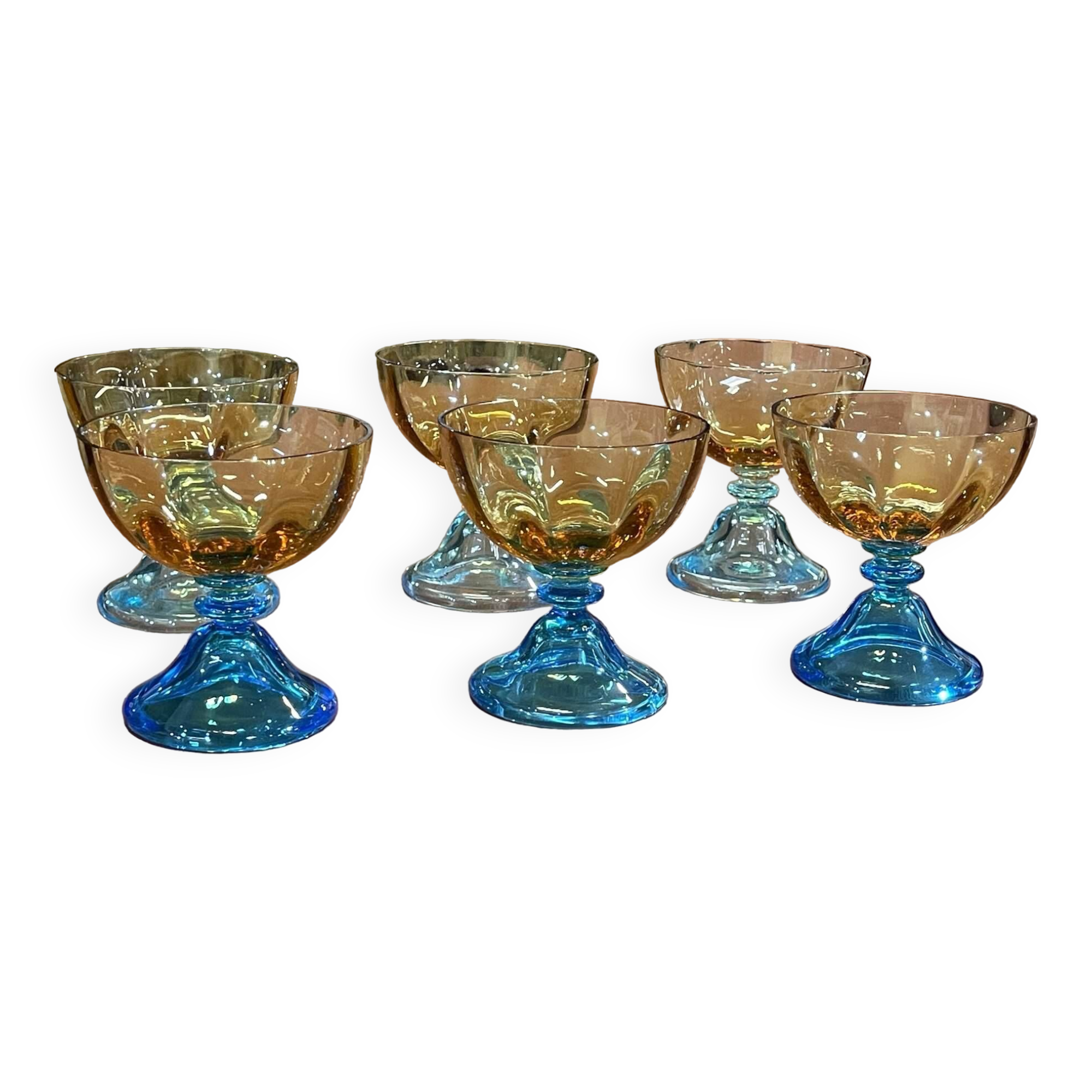 6 Georges Sand model crystal champagne glasses - 20th century