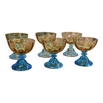 6 Georges Sand model crystal champagne glasses - 20th century