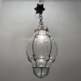 Large Murano Glass Wrought Iron Light Pendant 1950’s