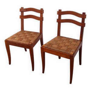 Paire de chaises paillées