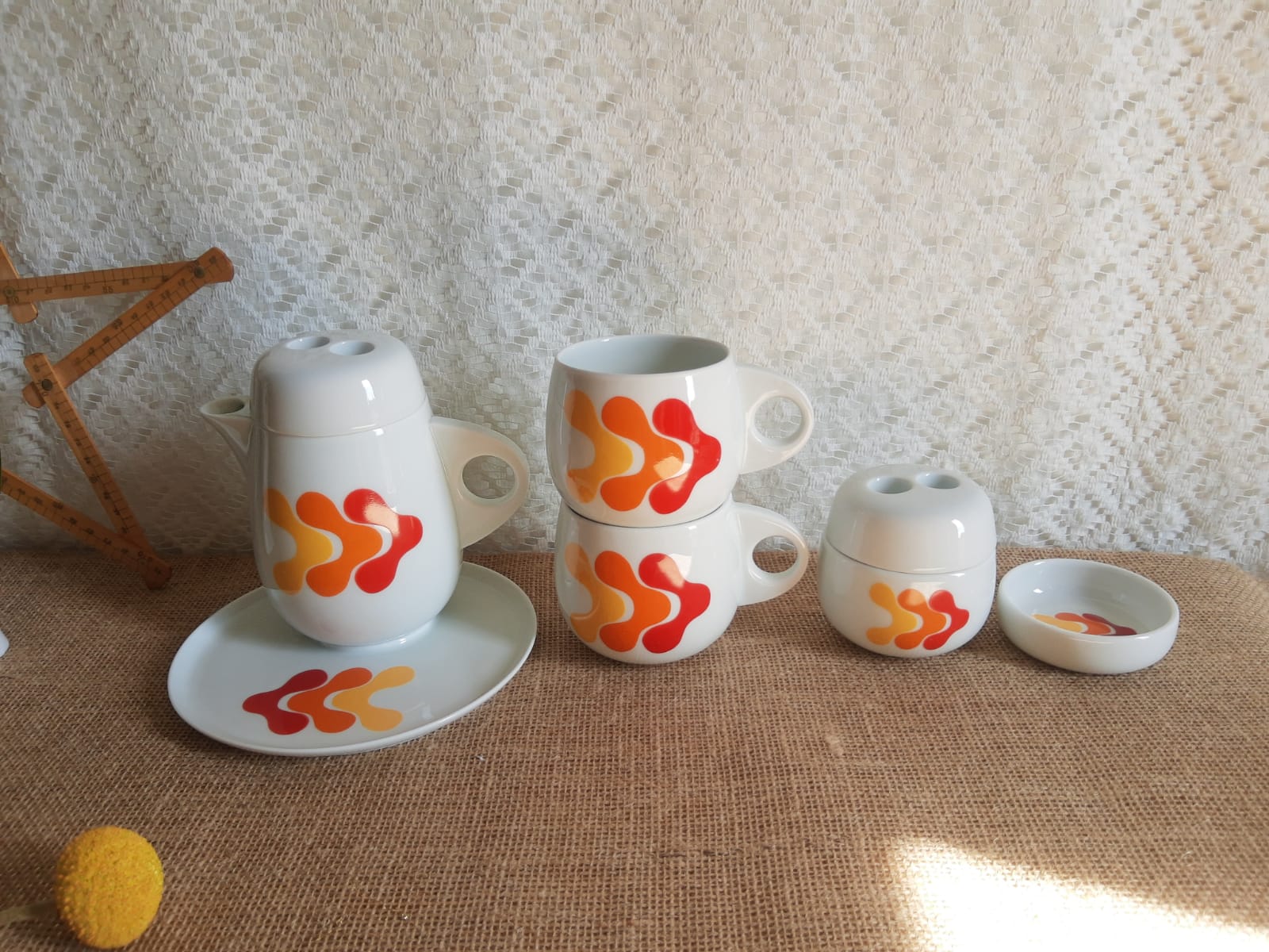 Coffee tea porcelain of retro 70s paris
