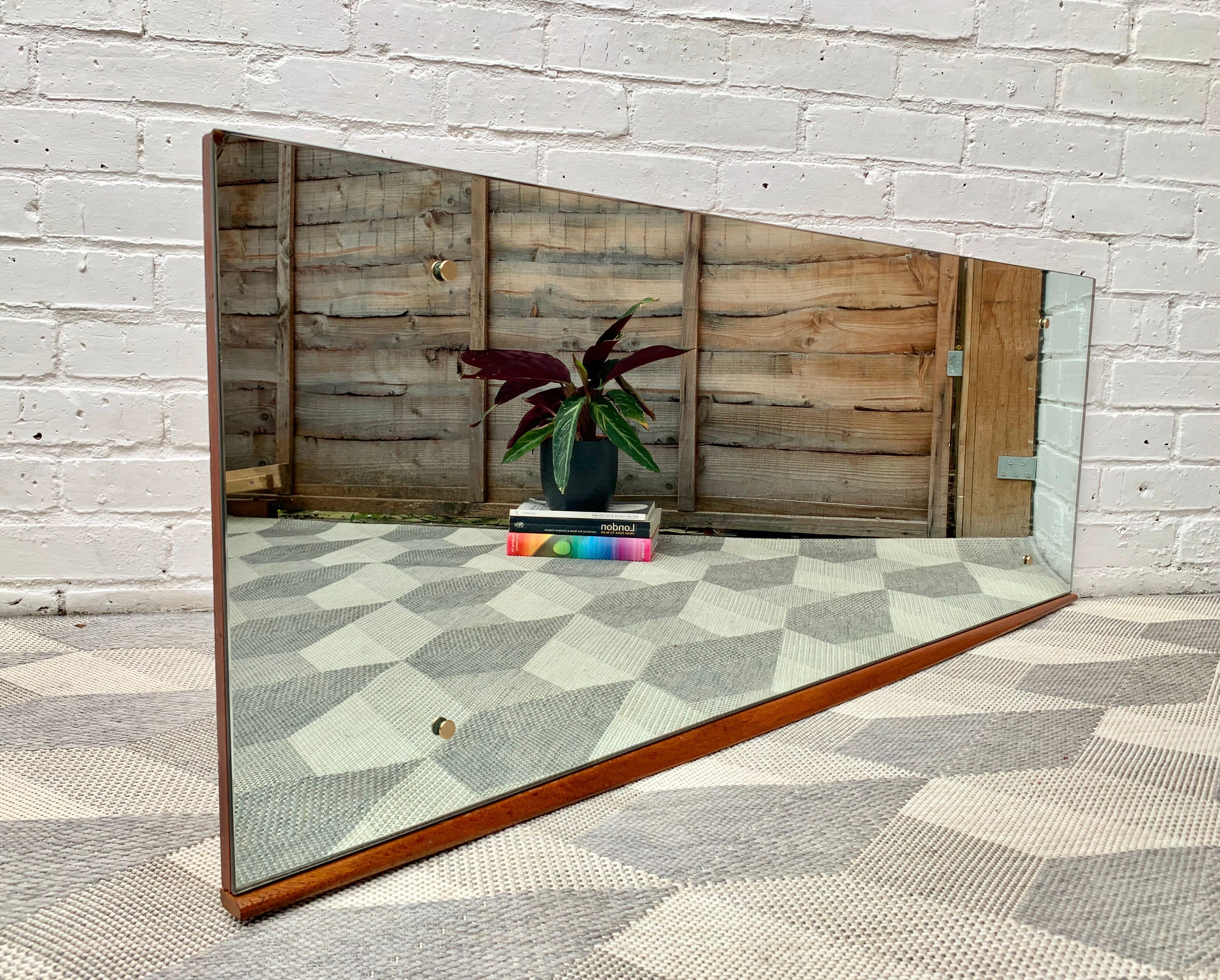 Vintage Rectangular Wall Mirror Teak Frame #D499 122x45cm