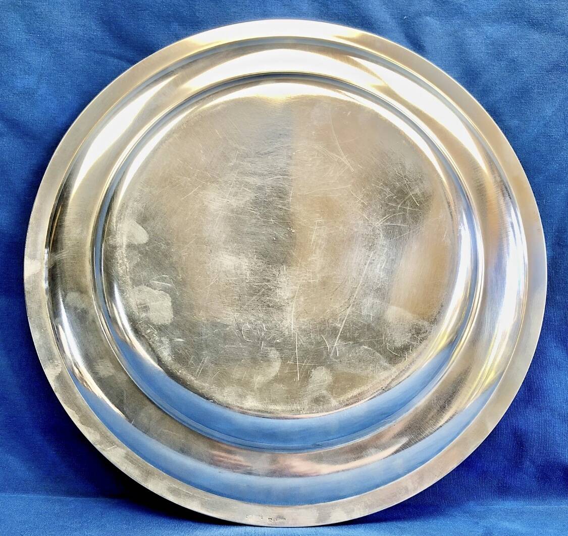 Round semi-hollow plate silver-plated Gallia Christofle Malmaison Empire