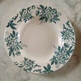8 hollow plates Anemone pattern of St Amand green gray color