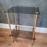 Smoked glass side table or pedestal table from the 70s