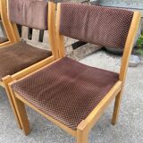 6 vintage wooden and velvet chairs