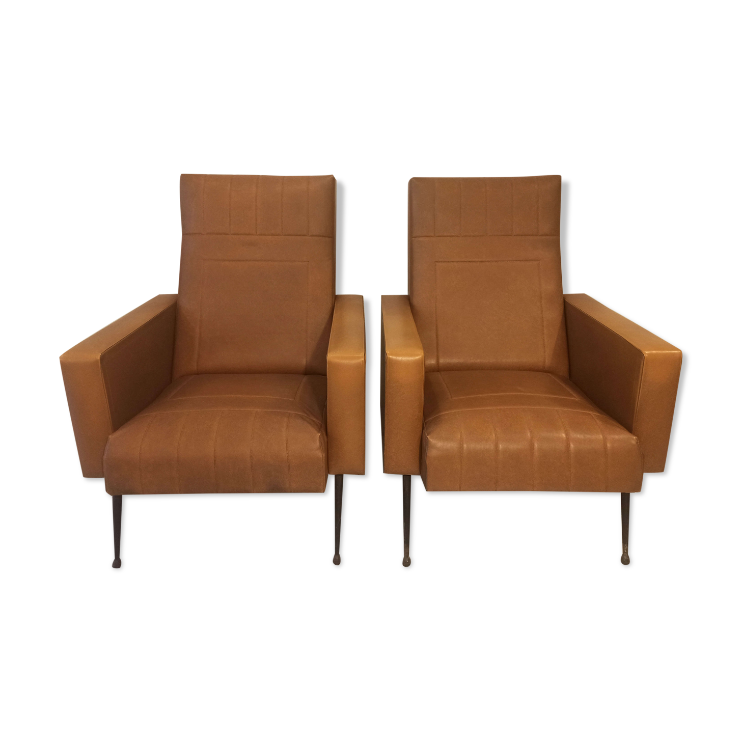 Pair of vintage leatherette armchairs from the 1960s