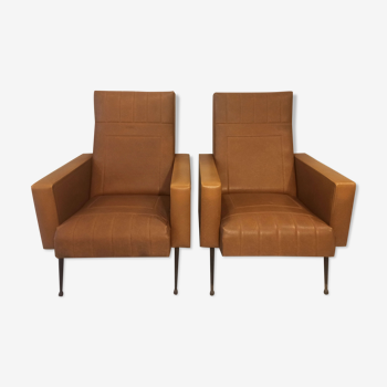 Pair of vintage leatherette armchairs from the 1960s