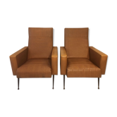 Paire de fauteuils skaï vintage années 1960