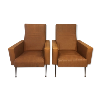 Pair of vintage leatherette armchairs from the 1960s