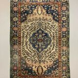 Distressed Turkish Rug 179x120 cm wool Vintage shabby Chic Tribal Blue, Beige
