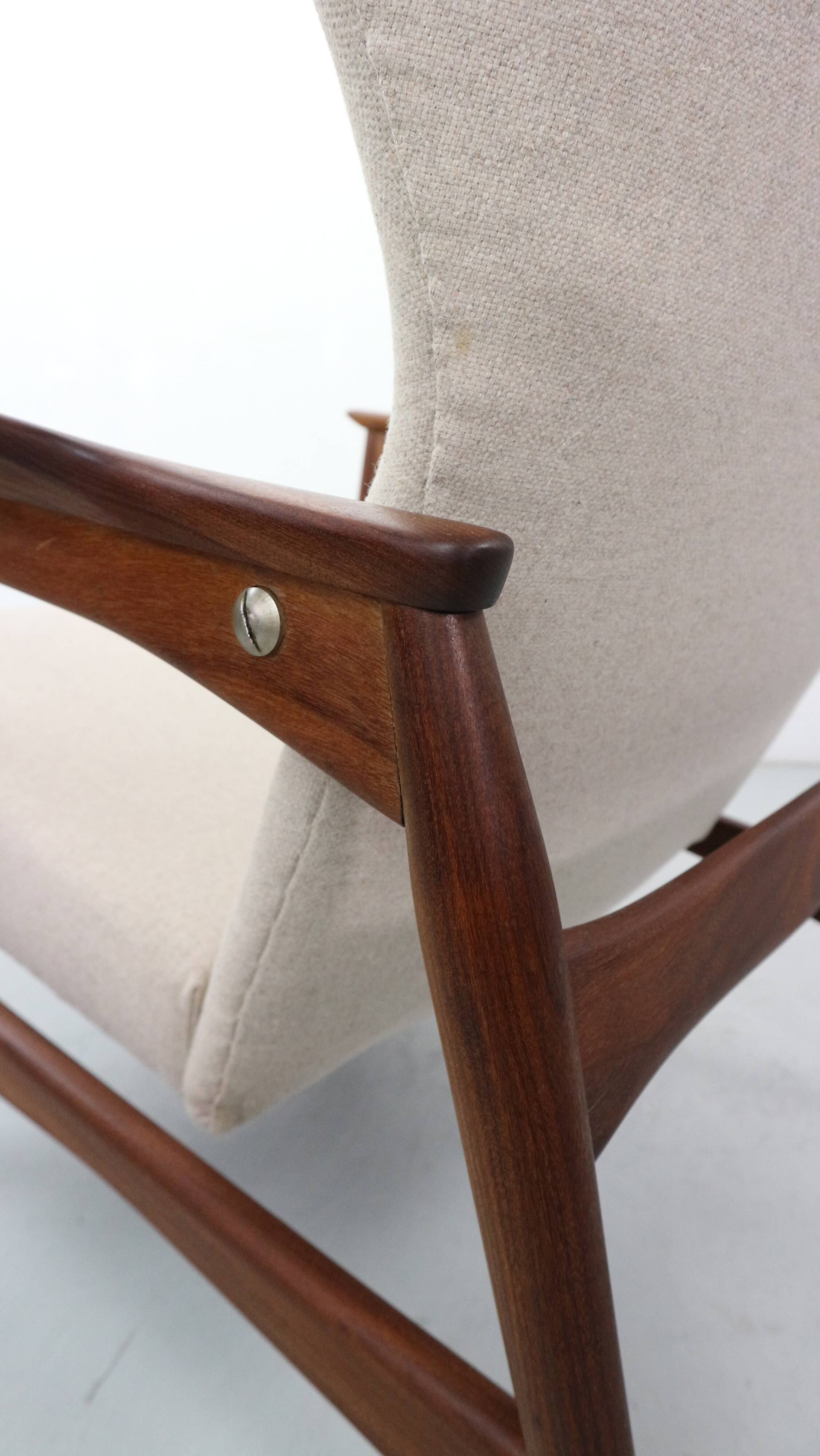 Danish adjustable wingback lounge chair in teak by Ib Kofod Larsen