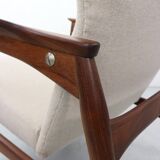 Danish adjustable wingback lounge chair in teak by Ib Kofod Larsen