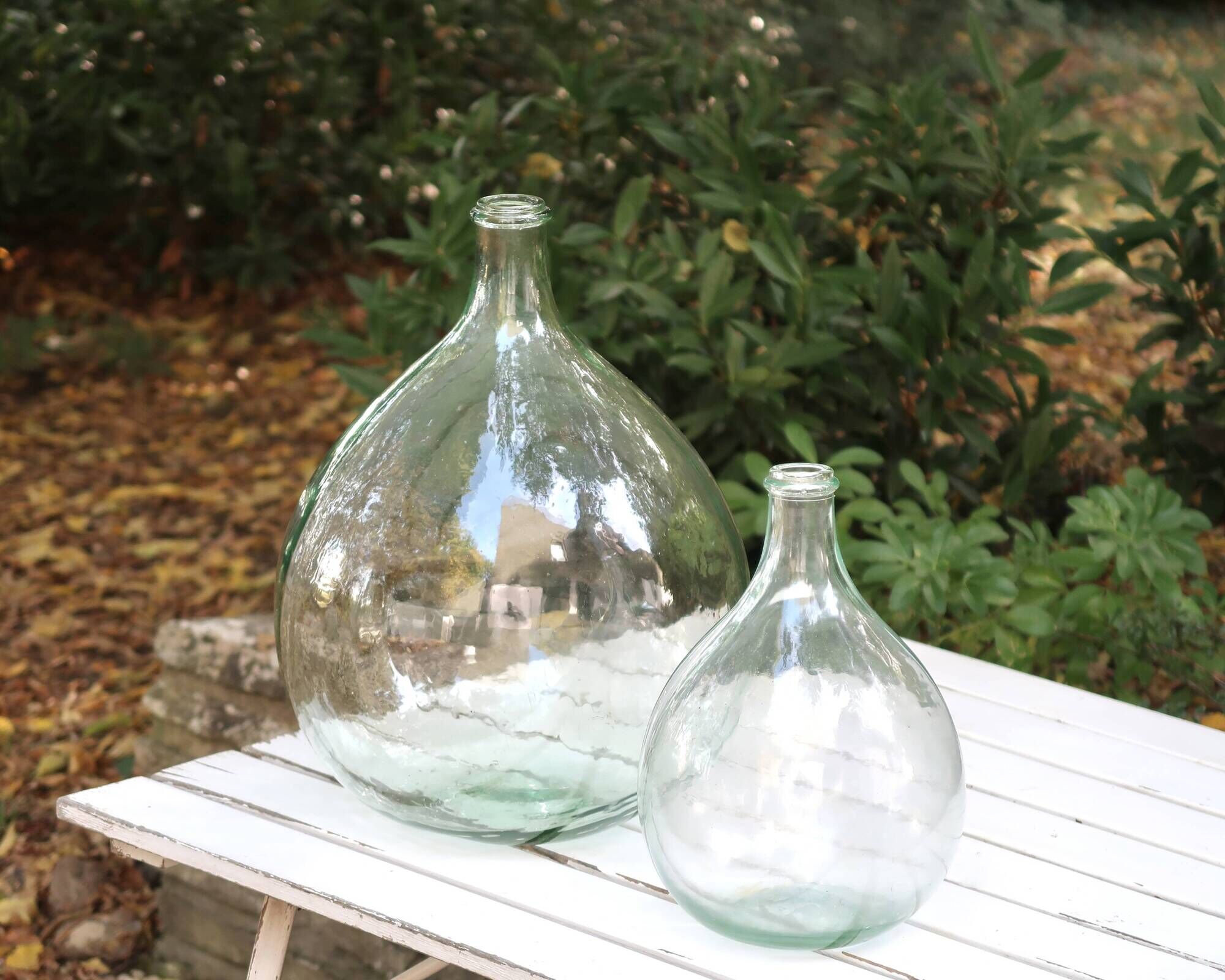 Small transparent glass demijohn 5L, 1950s