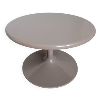 Round Taupe Gray Side Coffee Table by Pierre Paulin vintage circle