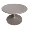 Round Taupe Gray Side Coffee Table by Pierre Paulin vintage circle