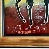 Painting signed A. ZENATI (Abderrahmane, 1943) – Oil on wood panel – Cavalier Fantasia