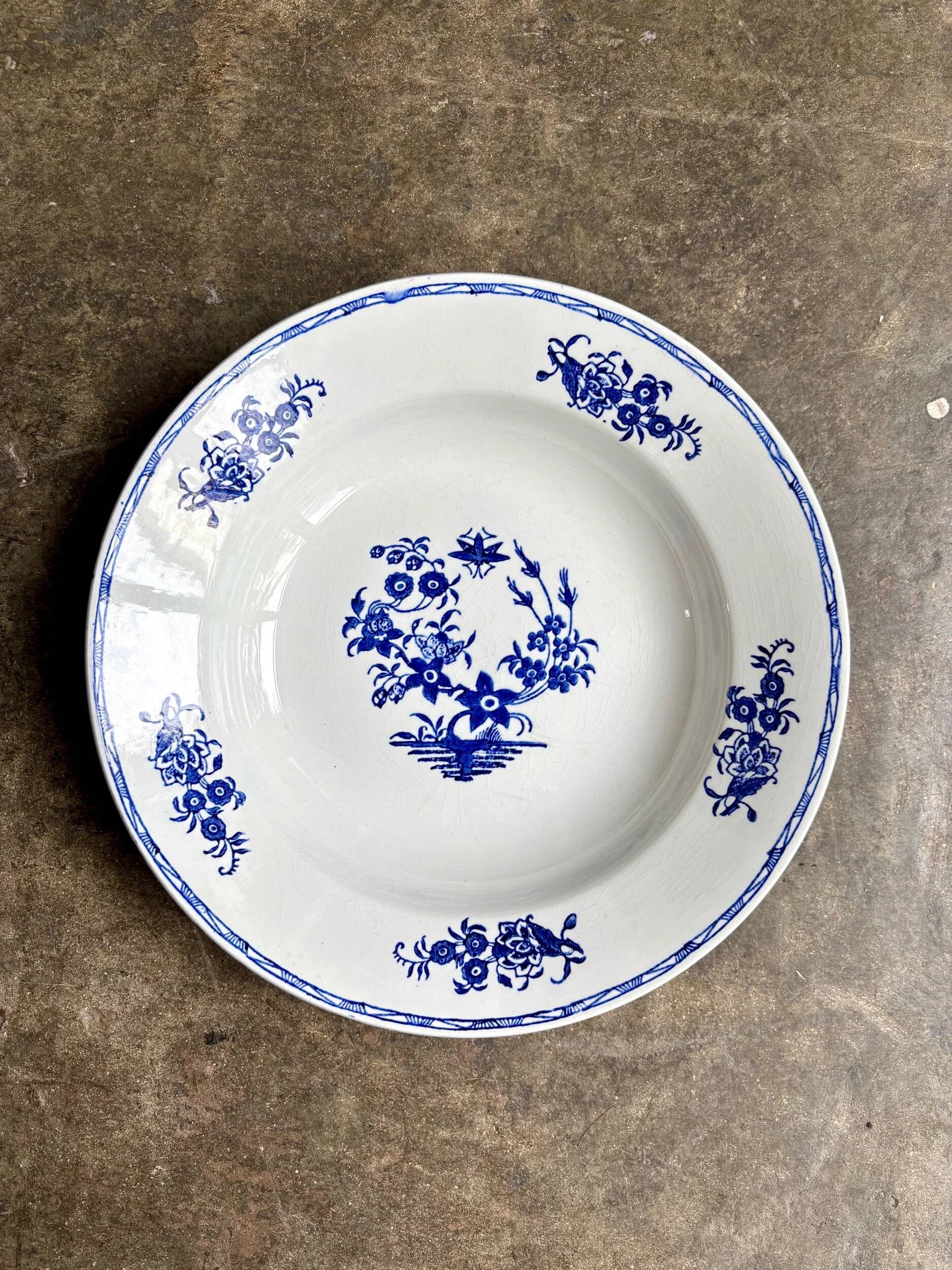 St Amand round hollow dish in blue earthenware