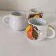 Trio of vintage Italian earthenware mugs, hand-painted – pear motif